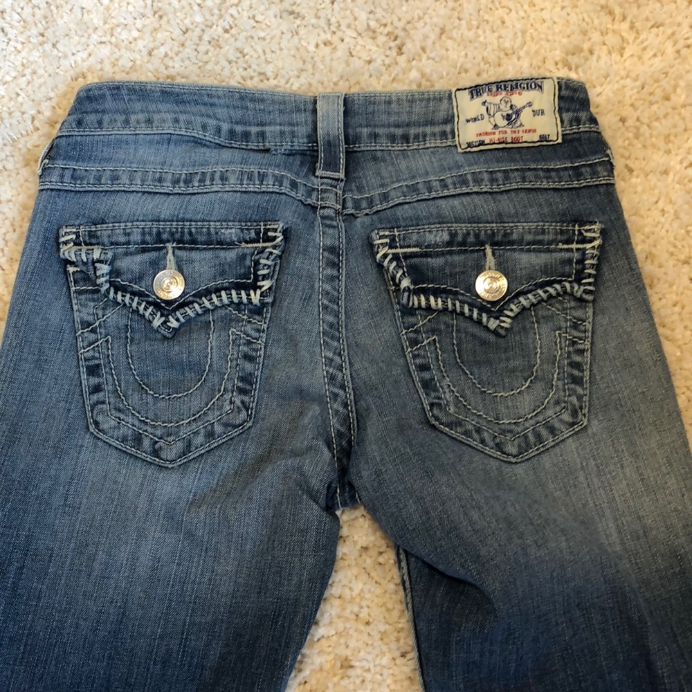 Women’s true religion light blue 26 33 boot white